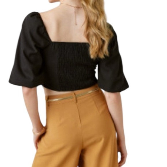 Francesca’s Collections Mi Ami Black Crop Balloon Sleeve Top Size Small NEW - Picture 13 of 14